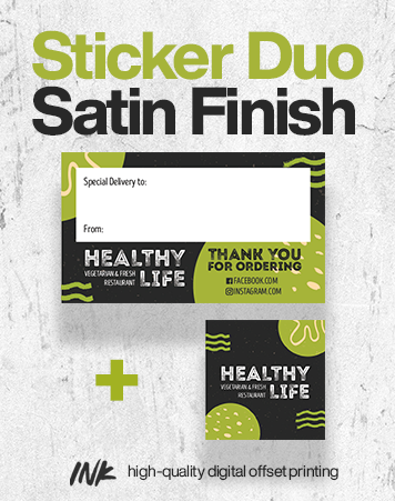 Sticker Duo No. 1 (3.5" x 2" and 1.5" x 1.5") - Regular Satin Sticker, 100 pcs. each size