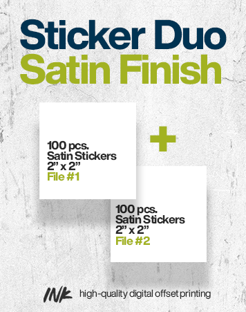 Sticker Duo No. 2 (2" x 2" and 2" x 2") - Regular Satin Sticker, 100 pcs. each
