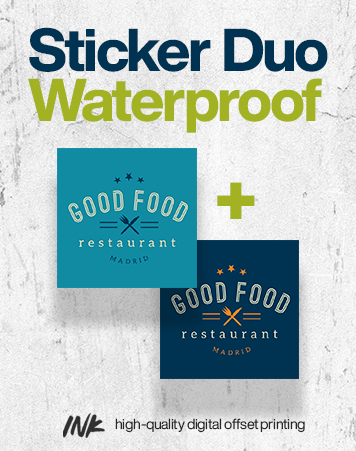 Sticker Duo No. 2 (2" x 2" and 2" x 2") - Waterproof, 100 pcs. each