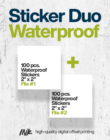 Sticker Duo No. 2 (2" x 2" and 2" x 2") - Waterproof, 100 pcs. each
